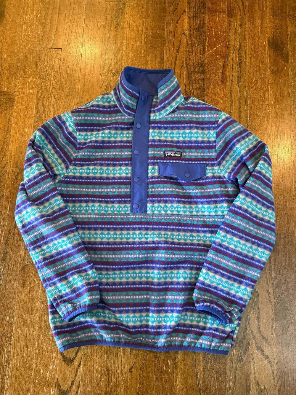 Patagonia Reversible Snap-T Glissade Pullover Jacket Blue Fleece